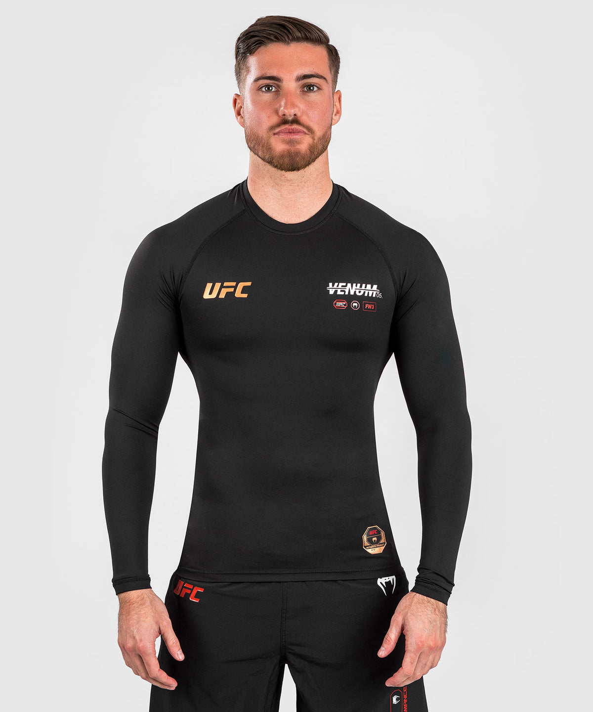 UFC Adrenaline by Venum Fight Week Herren Performance Langarm Rashguard - Schwarz
