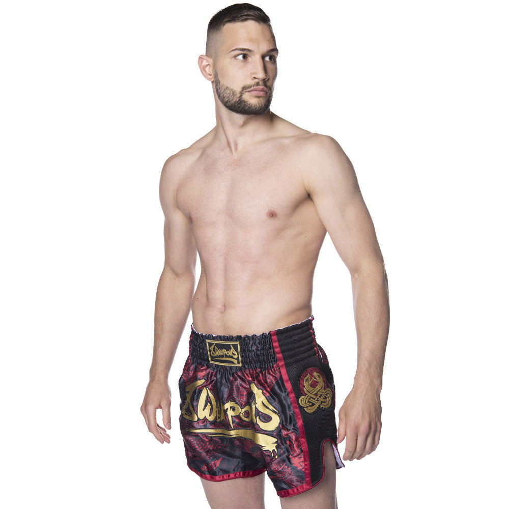 8 Weapons Super Mesh Naga Black Muay Thai Shorts - Red