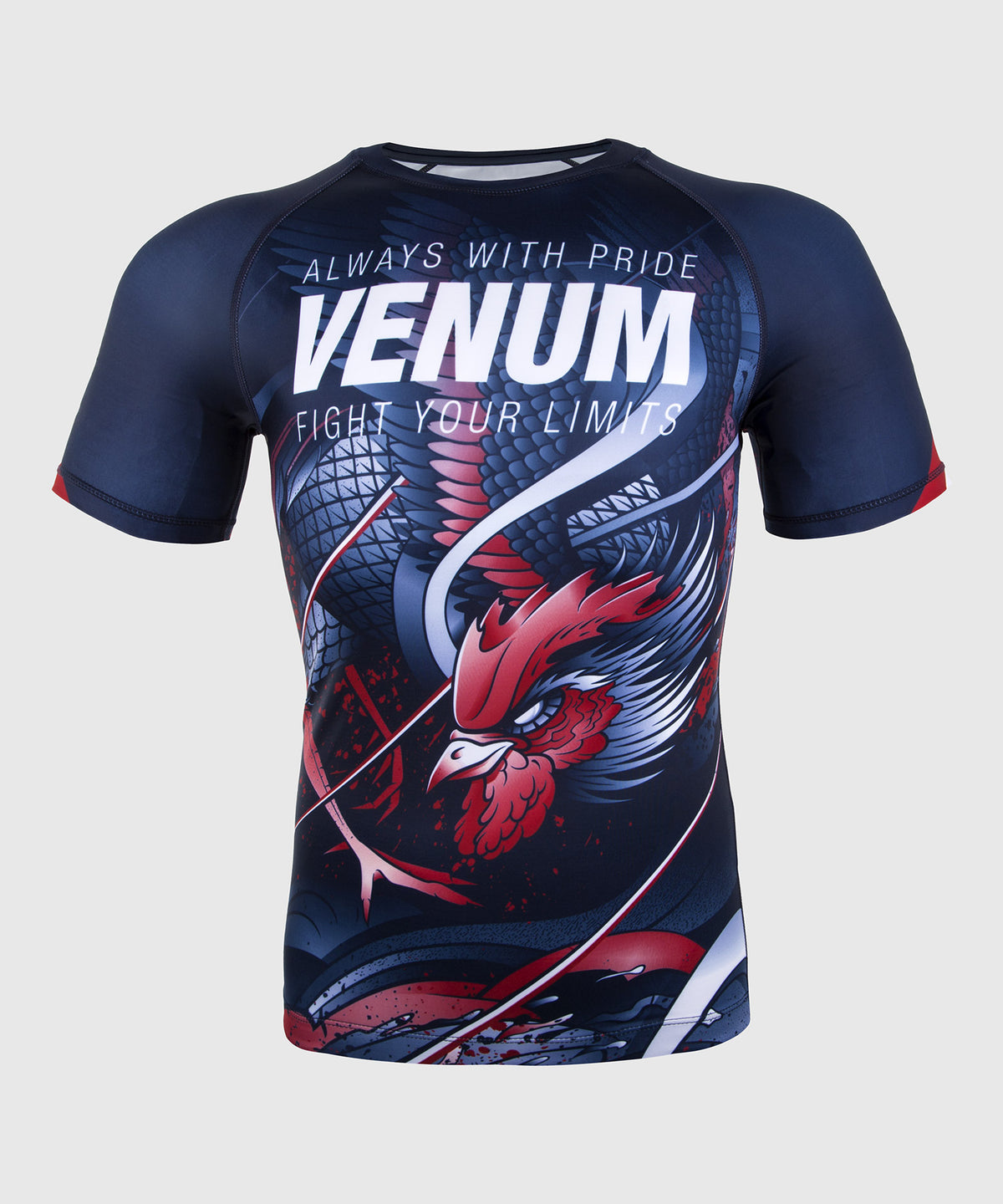 Rashguard Venum Rooster - Mangas Cortas - Azul Marino/Naranja