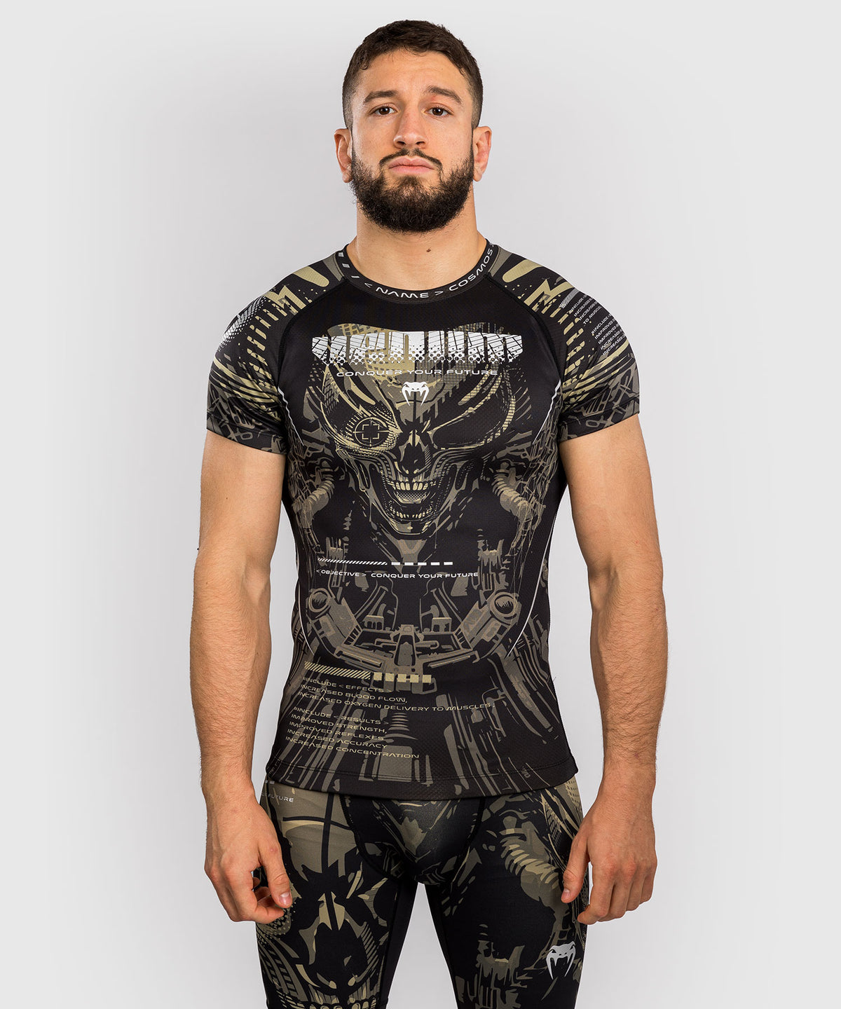 Rashguard à manches courtes Venum Invader - Noir/Sable
