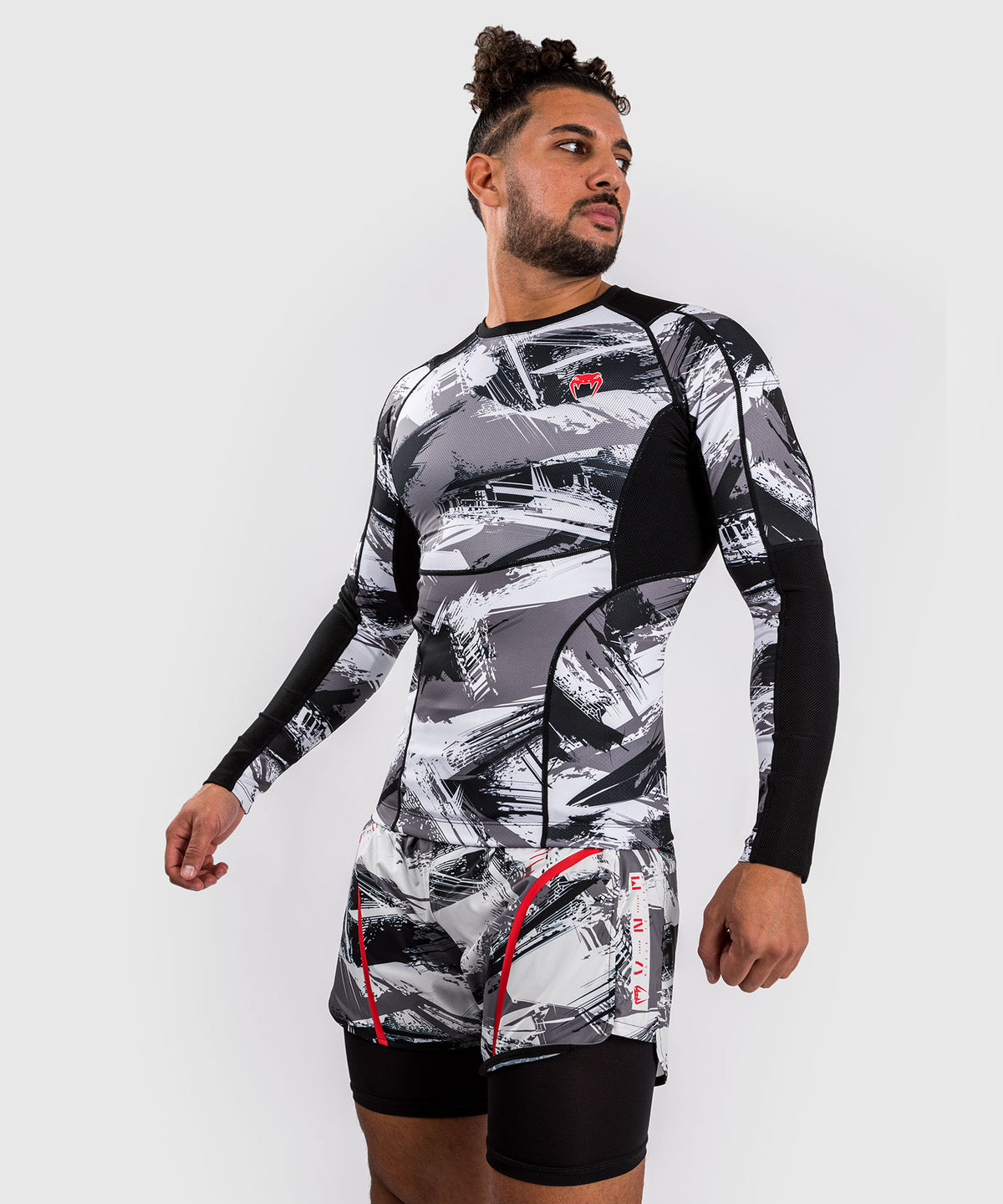 Venum Electron 3.0 Lycra Manga Larga - Gris/Rojo
