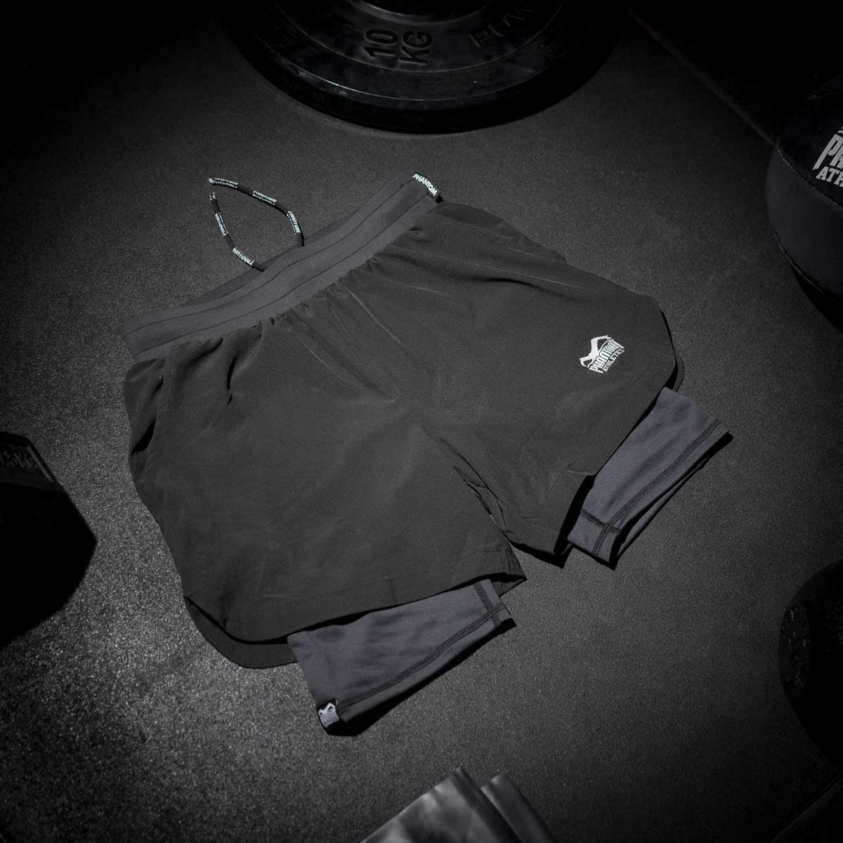Phantom Athletics Laser 2 en 1 Pantalones Cortos de Entrenamiento - Negro