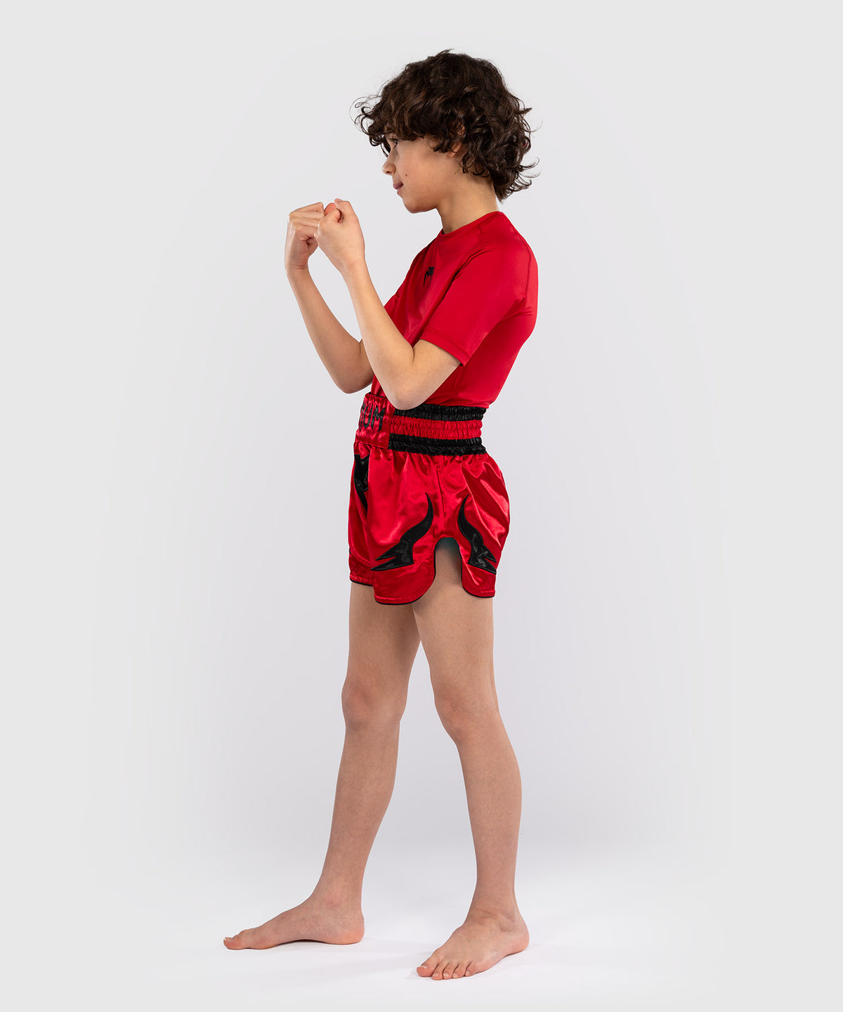 Short de Muay Thaï Venum Inferno pour Enfants - Rouge Cerise