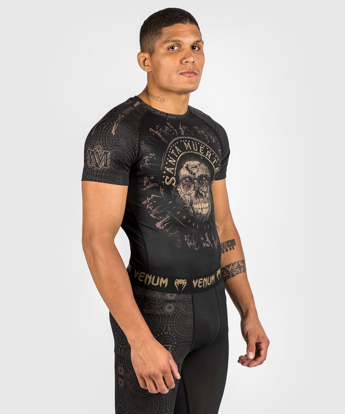 Rashguard Santa Muerte Dark Side Venum - kurzärmelig - Schwarz/Braun