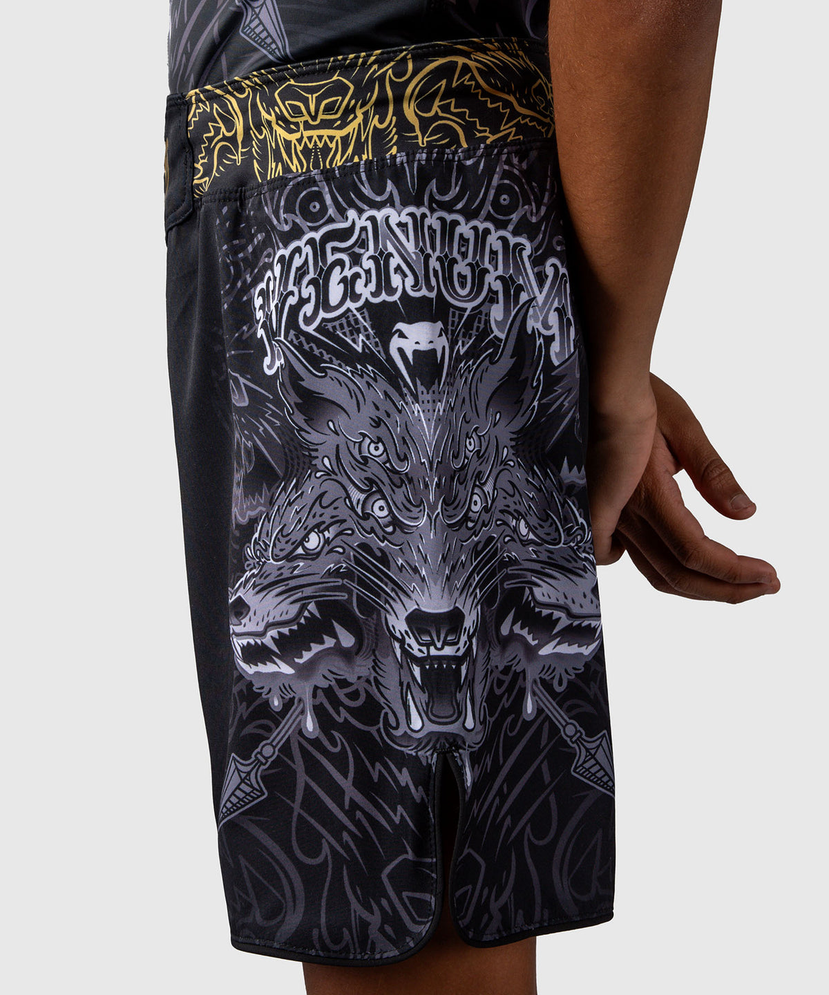 Short de Combat Pour Enfants Venum Wolf Atak – Noir/Gris