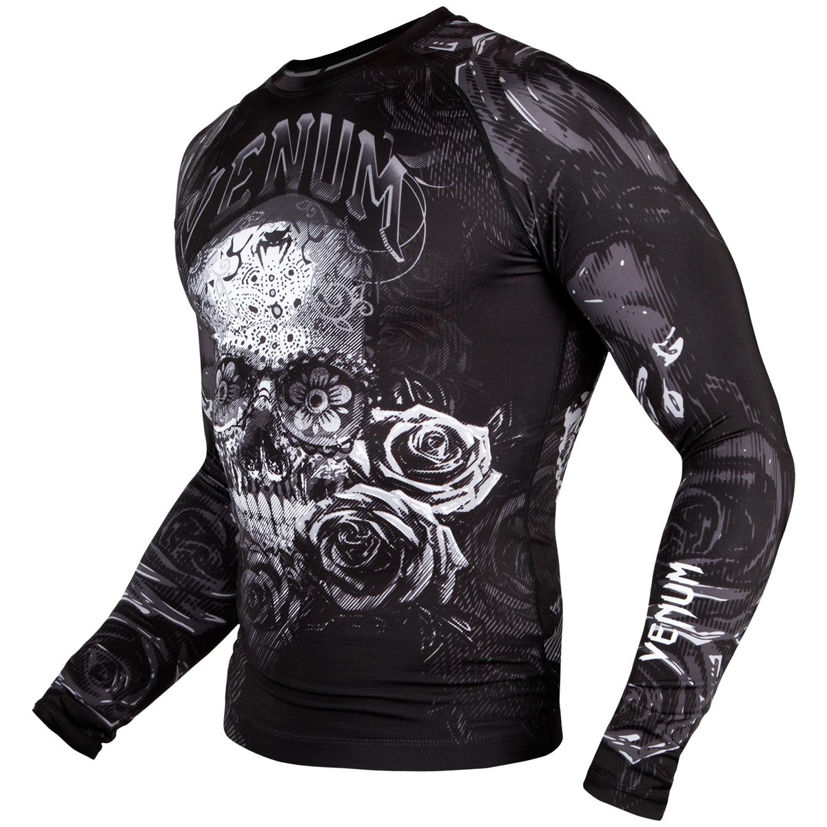 Venum Santa Muerte 3.0 Rashguard - Long Sleeves - Black/White