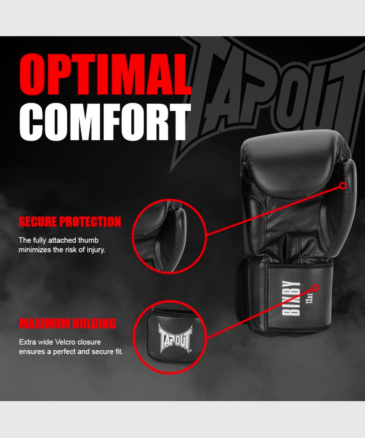Tapout Bixby Boxing Gloves - Black/White