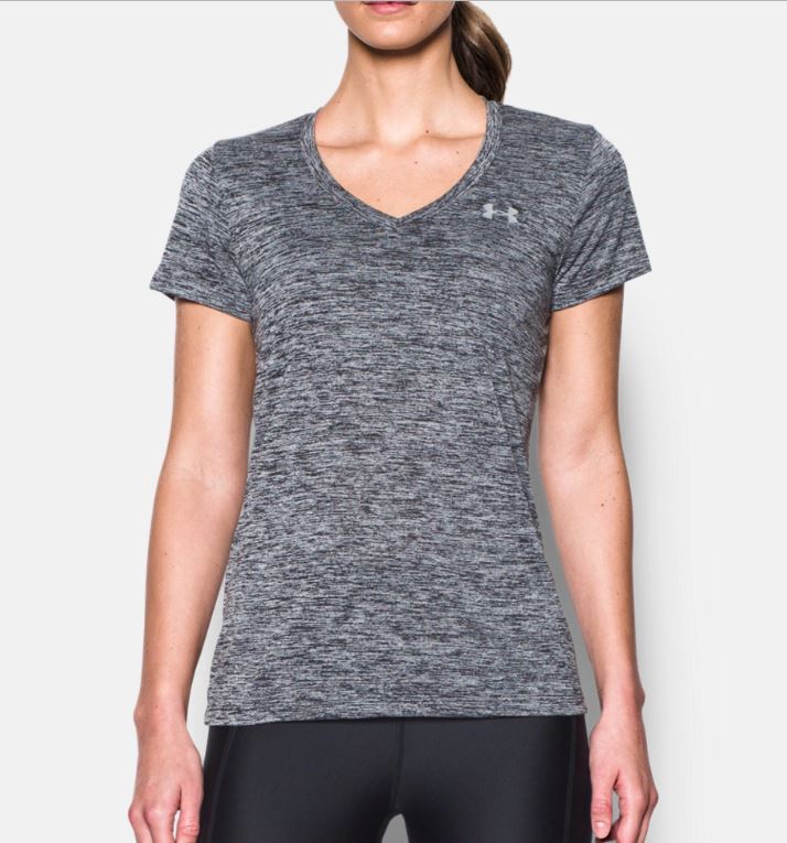 T-shirt Col V Femme Under Armour UA Tech™ Twist - Noir Chiné