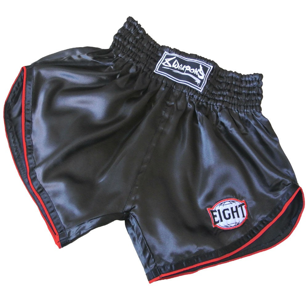 8 Weapons Retrofight Pantalones de Muay Thai - Negro/Rojo