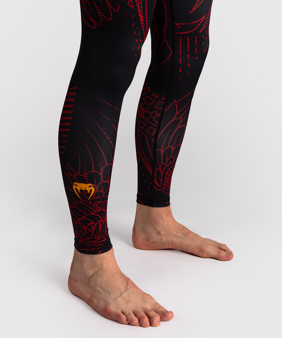 Pantalon de Compression Venum Quetzal Fury - Noir/Rouge Fury/Mandarine