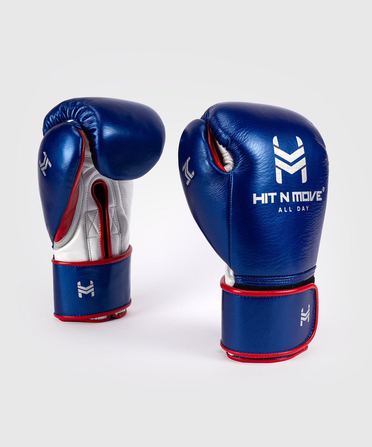 Hit N Move All Day® Pro Grip Plus Guantes de Boxeo - Azul/Blanco/Rojo