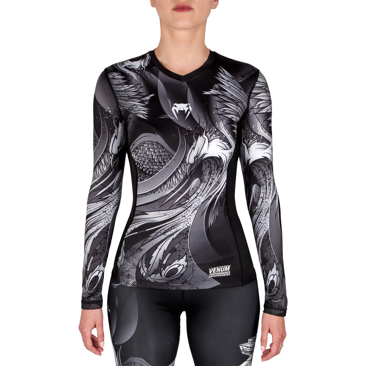 Rashguard Venum Phoenix - Maniche lunghe - Nera/Bianca - Donna