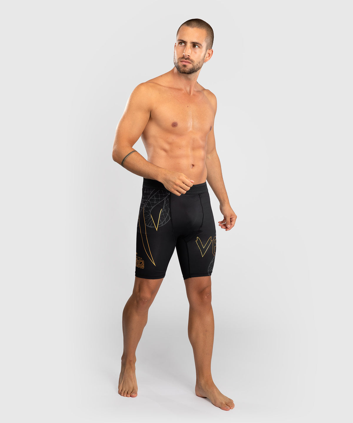 Venum Serpenti Shorts Vale Tudo – Negro/Plata/Dorado
