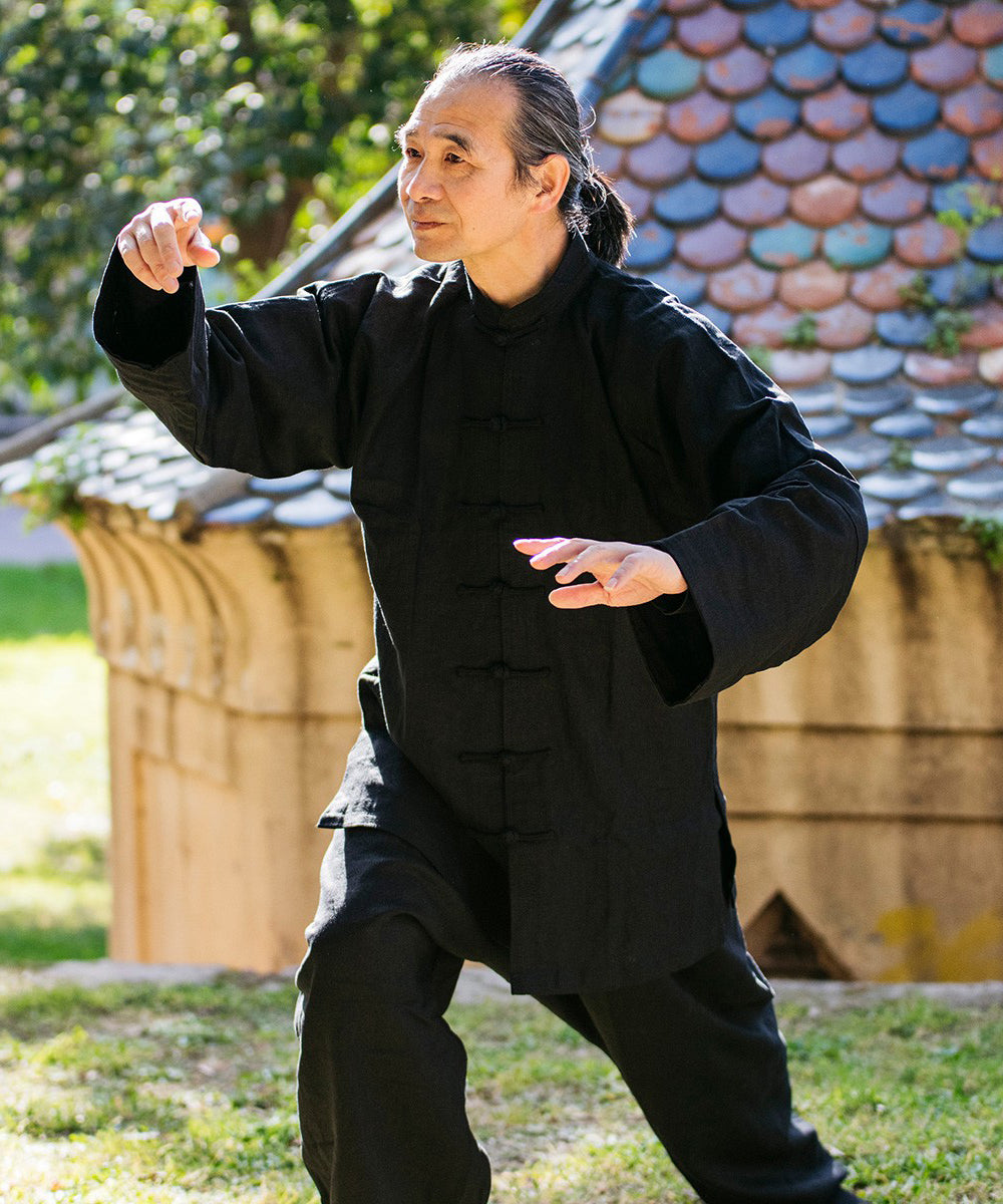 Fujimae Chaqueta de Kung-Fu de Lino