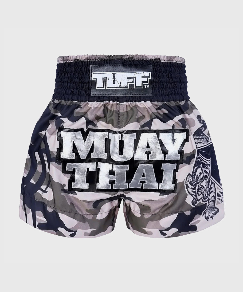 Tuff Grey Military Camouflage Pantalones de Muay Thai - Gris