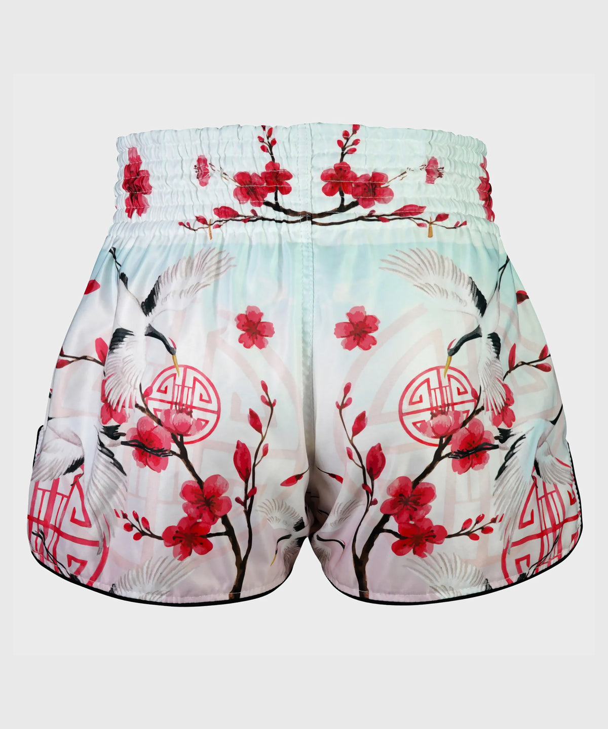 Tuff Retro Style Akai Tsuru The Red Crane Pantaloncini da Muay Thai - Bianco