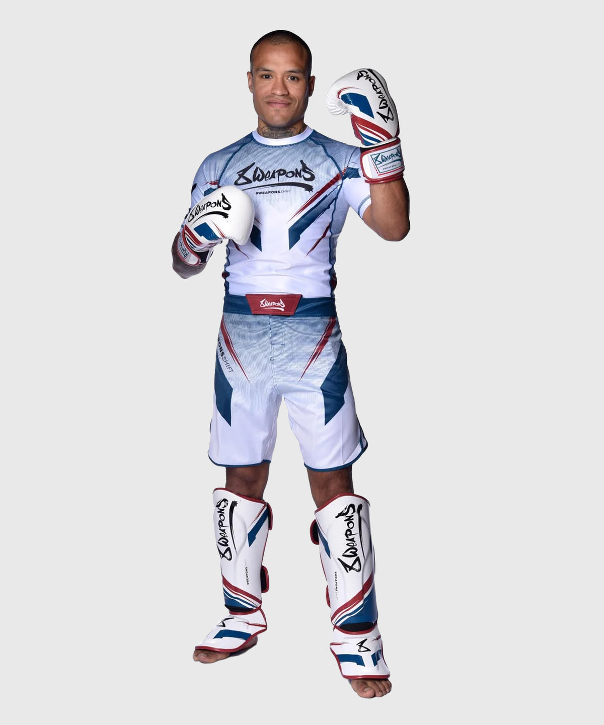 Short de MMA 8 Weapons Shift - Blanc/Bleu/Rouge