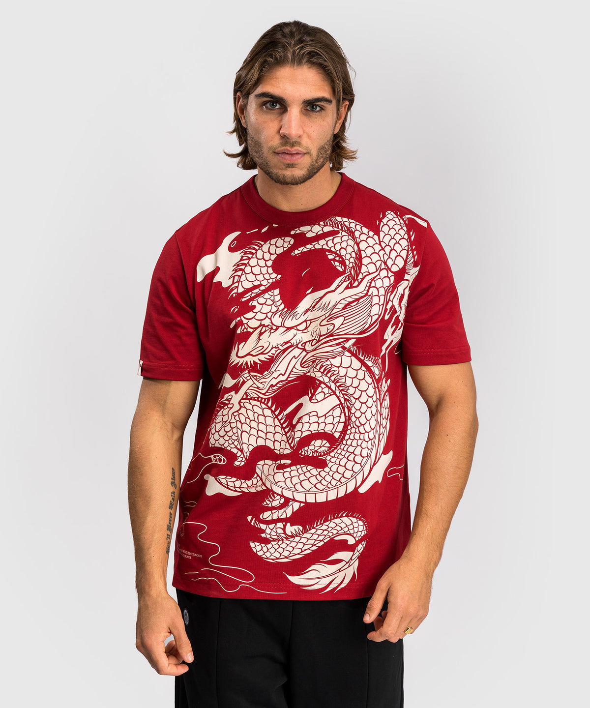 Venum Dragon’s Flight Herren T-Shirt - Kirschrot/Cremeweiß