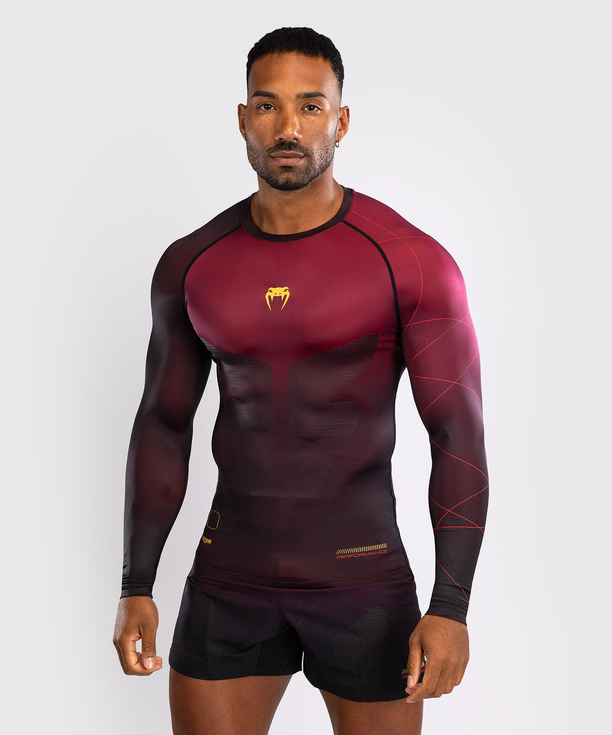 Venum Tactical XT Herren Langarm Rashguard - Schwarz/Burgund/Gold