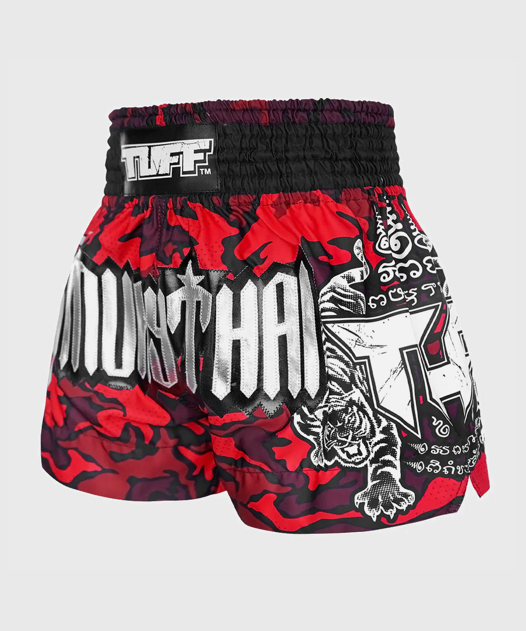 Short de Muay Thai Tuff Red Military Camouflage - Rouge/Noir