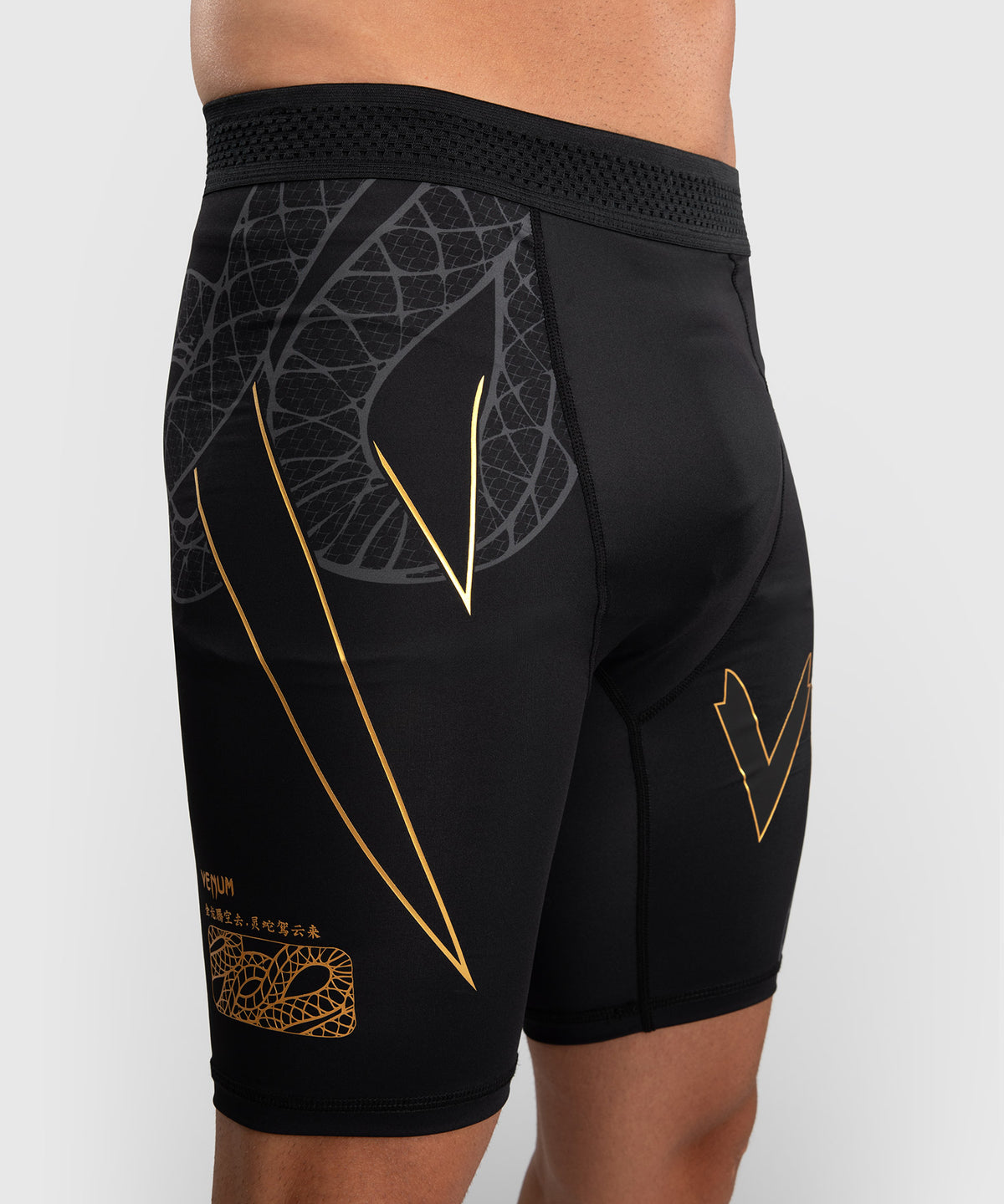 Venum Serpenti Shorts Vale Tudo – Negro/Plata/Dorado