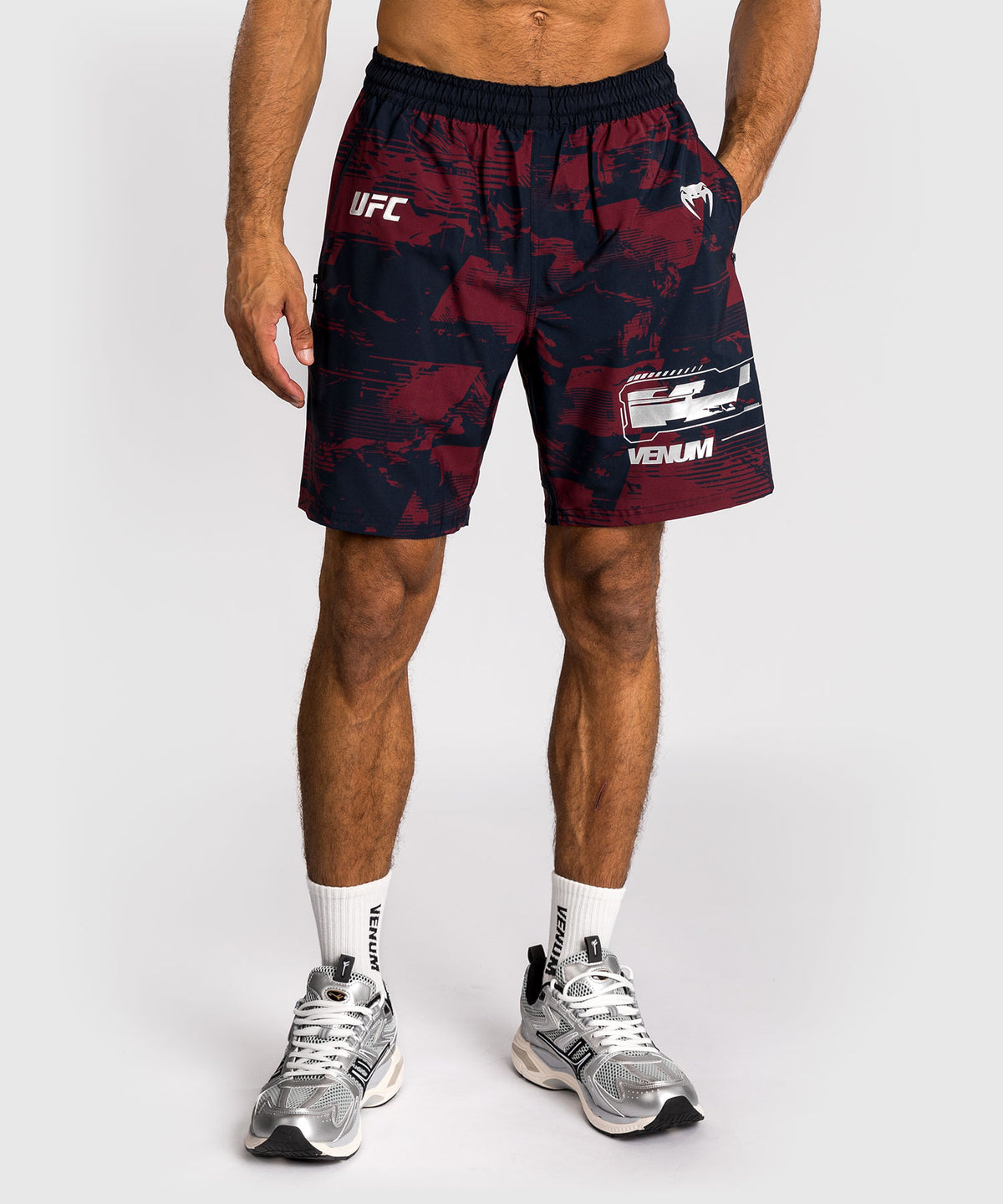 UFC Zenith by Venum Authentic Fight Week Performance Short Herren - Marineblau/Burgunderrot/Silber
