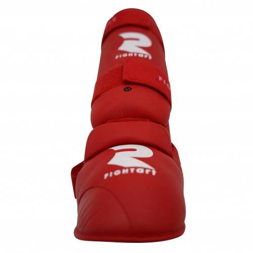 Fight Art Protectores de Espinilla y Pie para Karaté Entrenamiento y Competición - Rojo