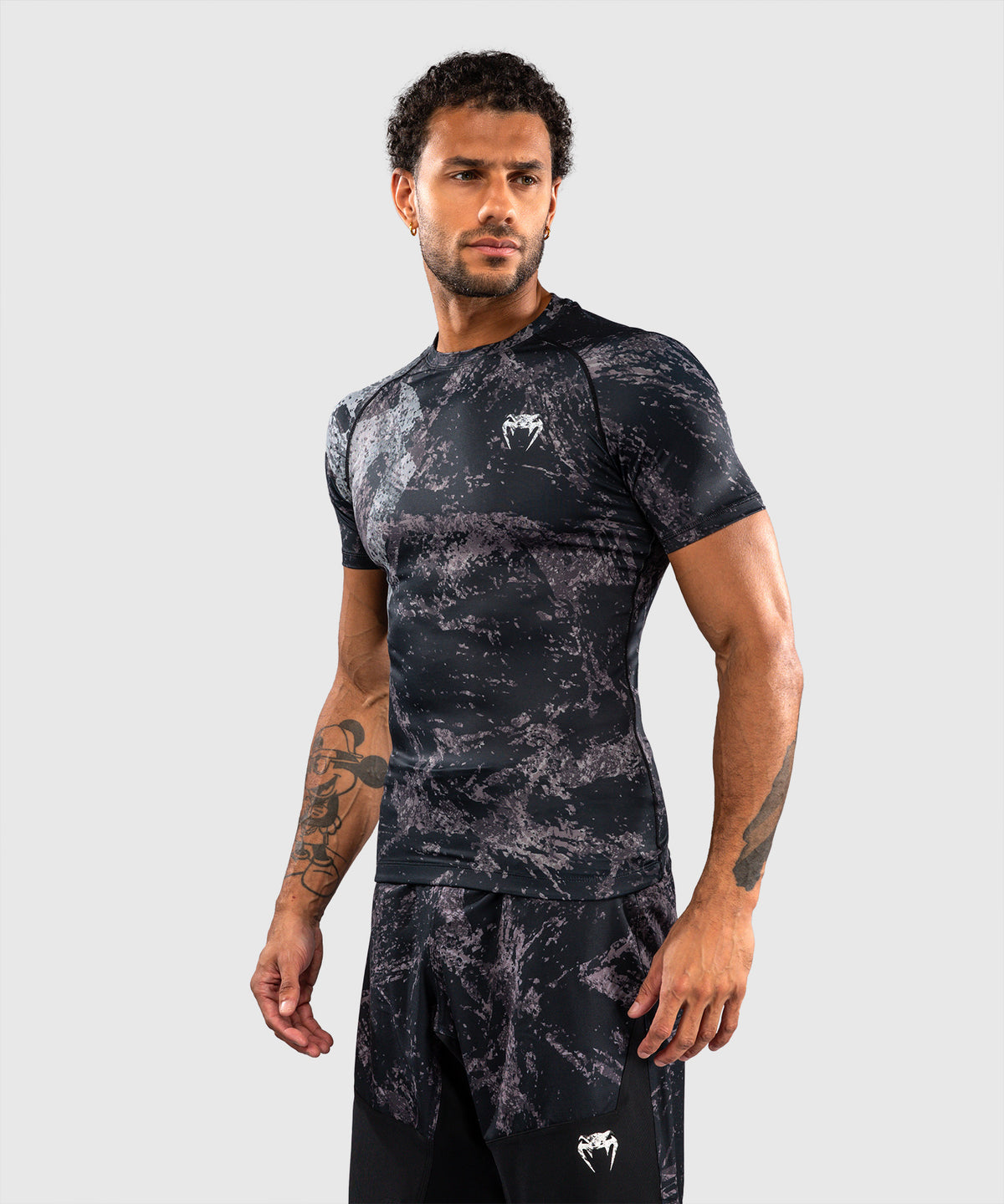 Venum Rage & Workout Kurzarm-Rashguard - Schwarz/Grau