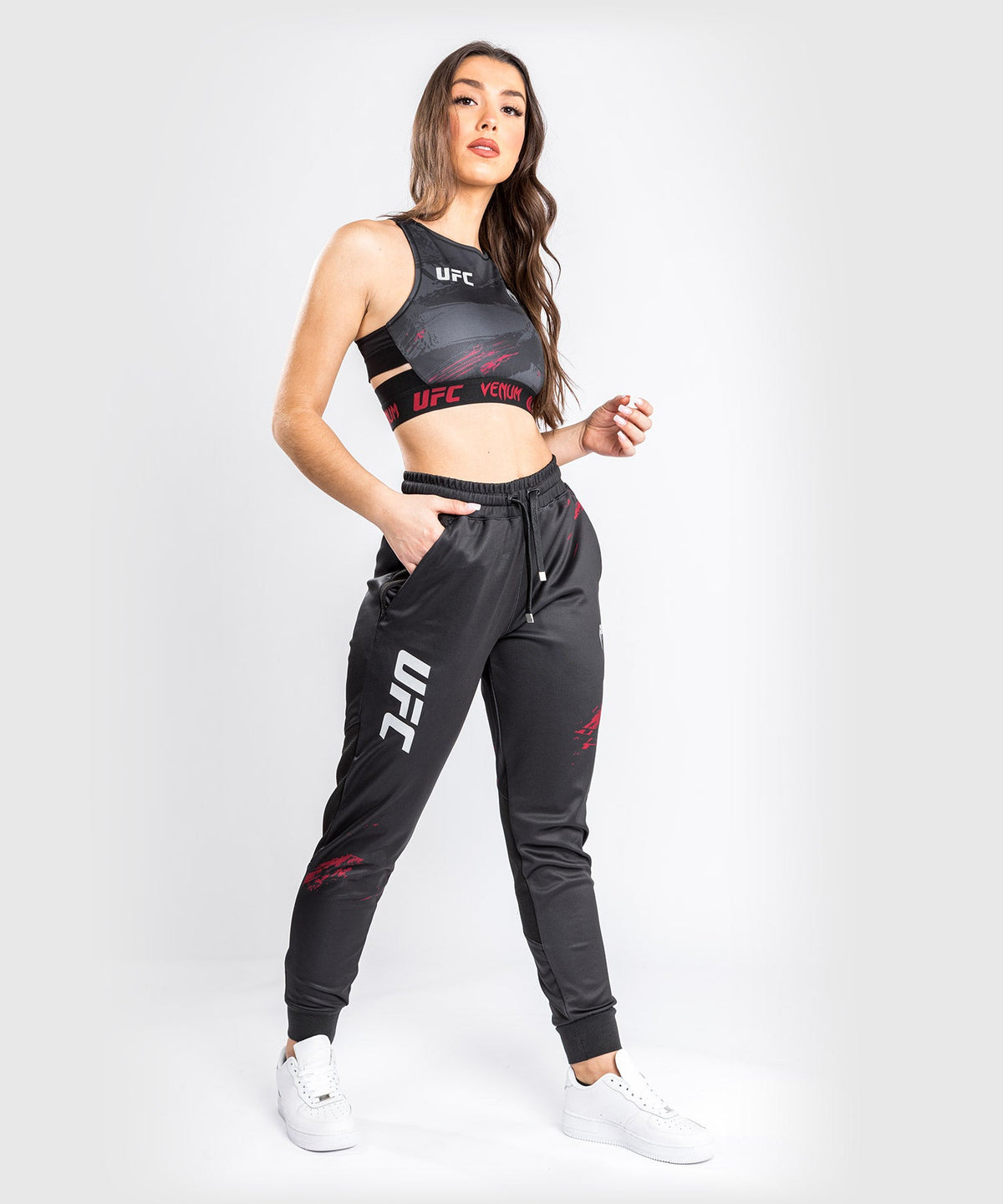 Pantalon de jogging UFC Venum Authentic Fight Week 2.0 - Pour Femmes - Noir/Rouge