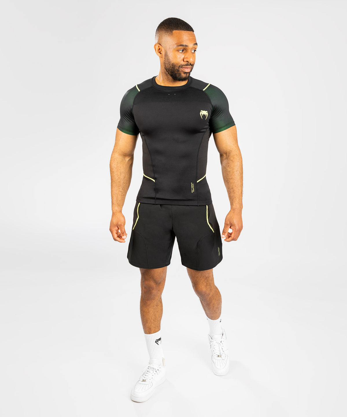 Rashguard Hommes - Manches courtes Venum Fusion 2.0 - Noir/Jaune