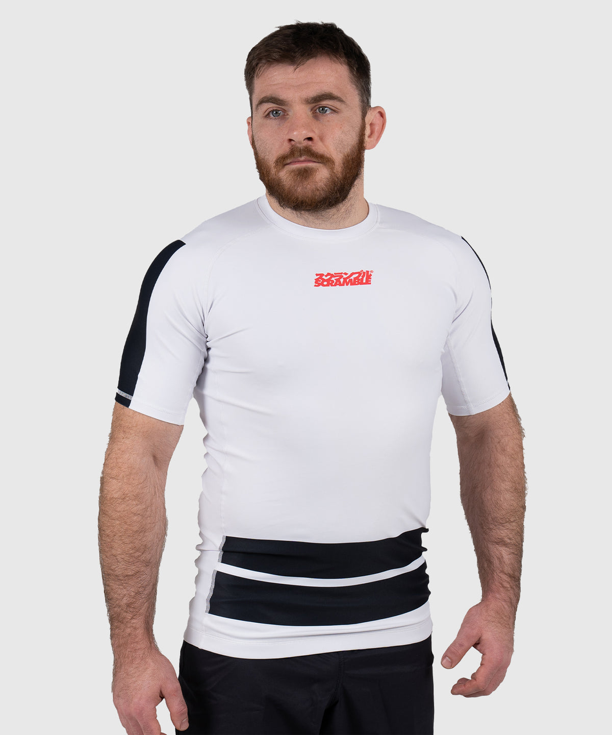 Scramble Ranked Rashguard a Maniche Corte - Bianco/Nero