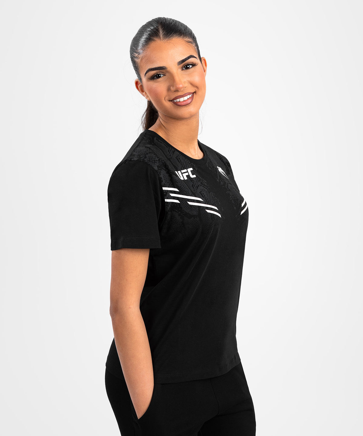 UFC Adrenaline by Venum Replica Kurzärmeliges Damen-T-Shirt - Schwarz