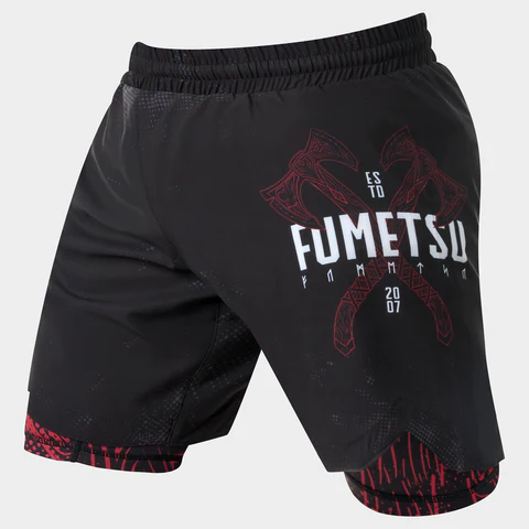 Fumetsu Dual Layer Berserker Fightshorts - Negro/Rojo