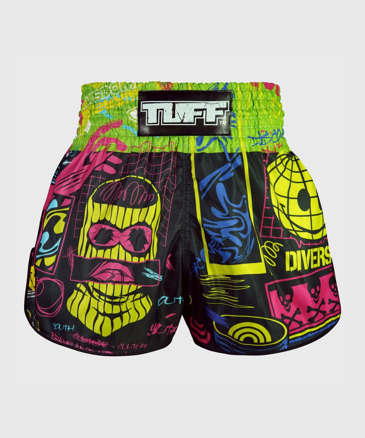Short de Muay Thai Tuff Retro Style Neon Graffiti - Noir