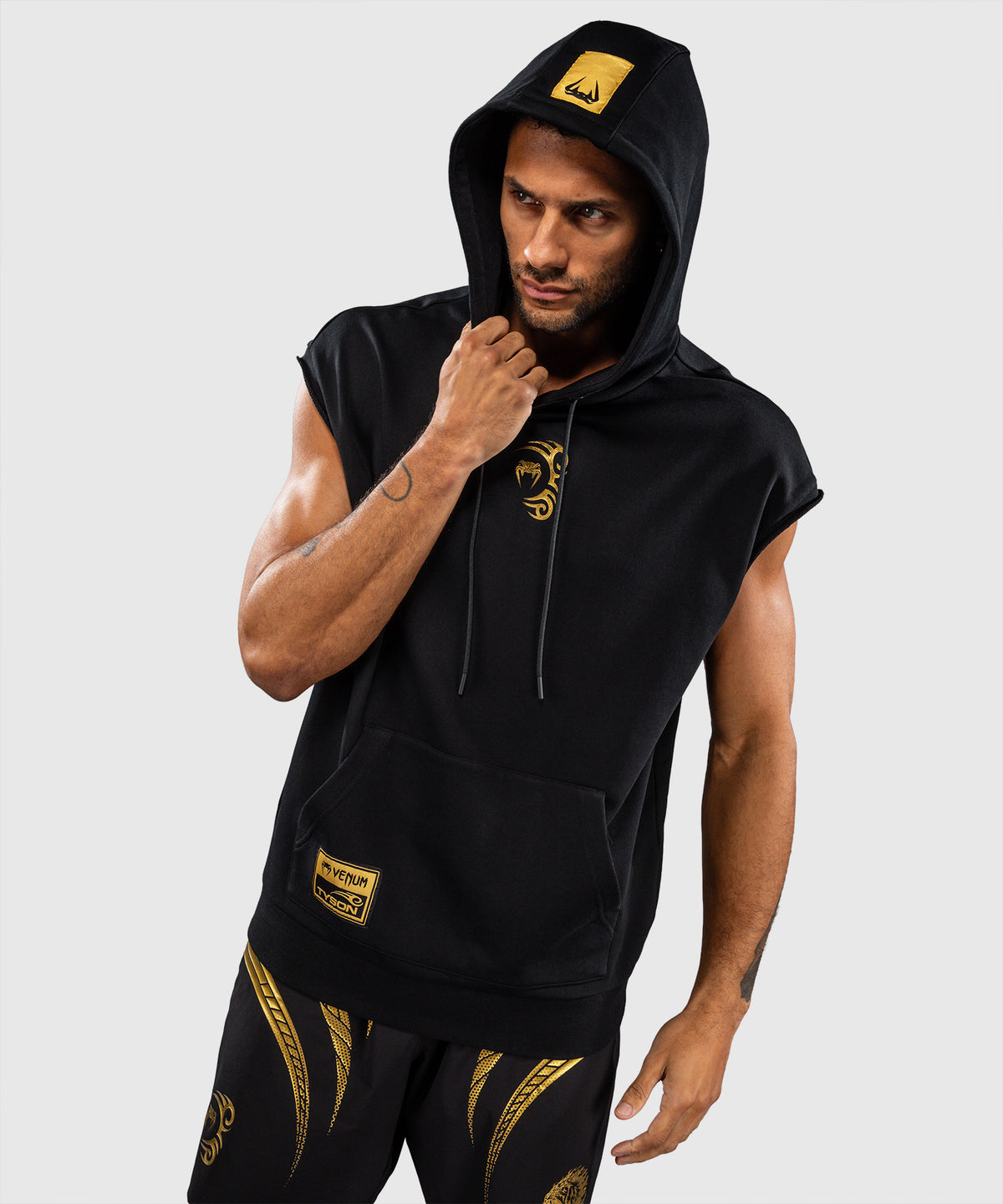 Venum x Mike Tyson Tiger Ärmelloser Kapuzenpullover - Schwarz/Gold