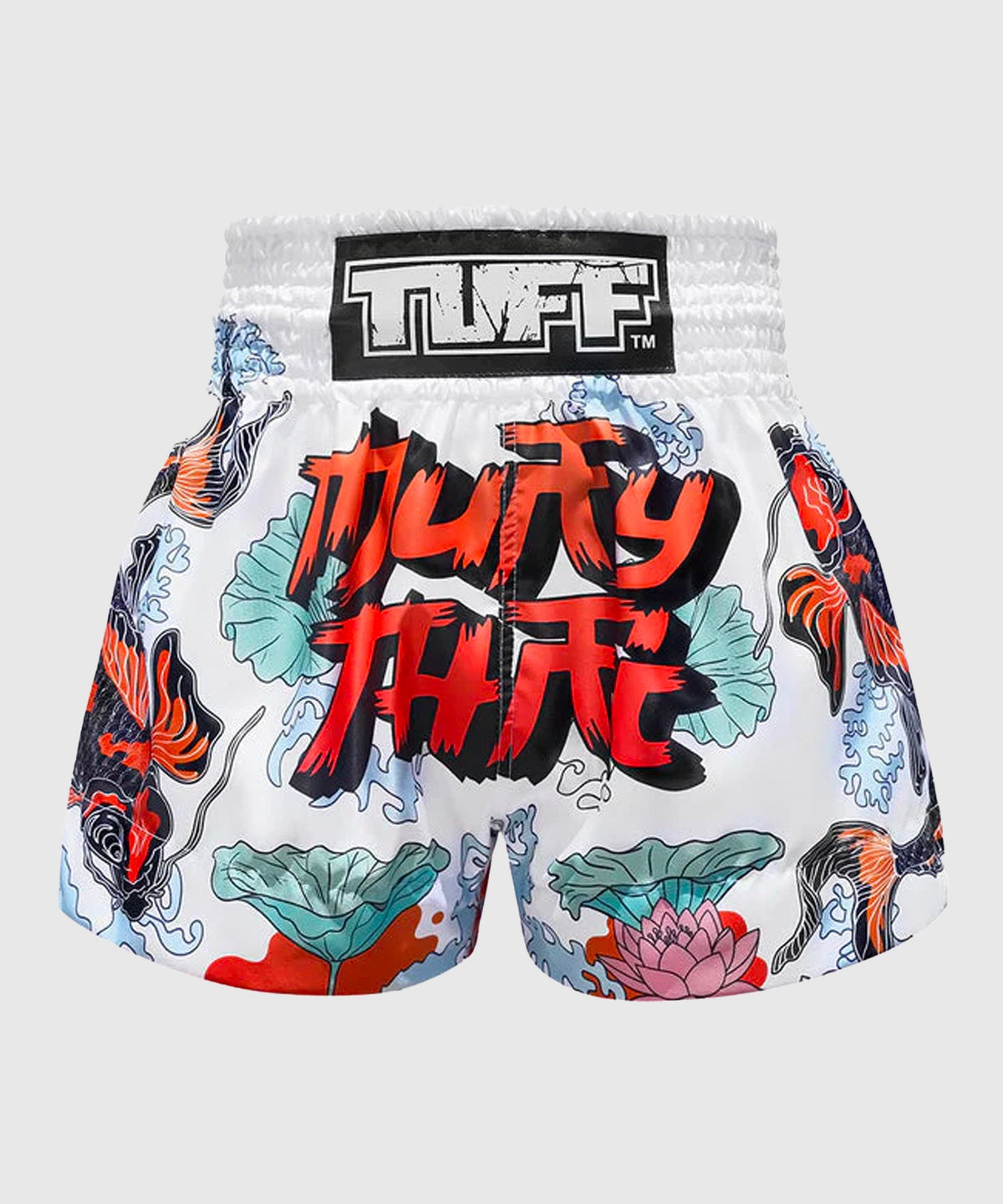 Tuff Japanese Koi Fish Muay Thai Shorts - Weiß