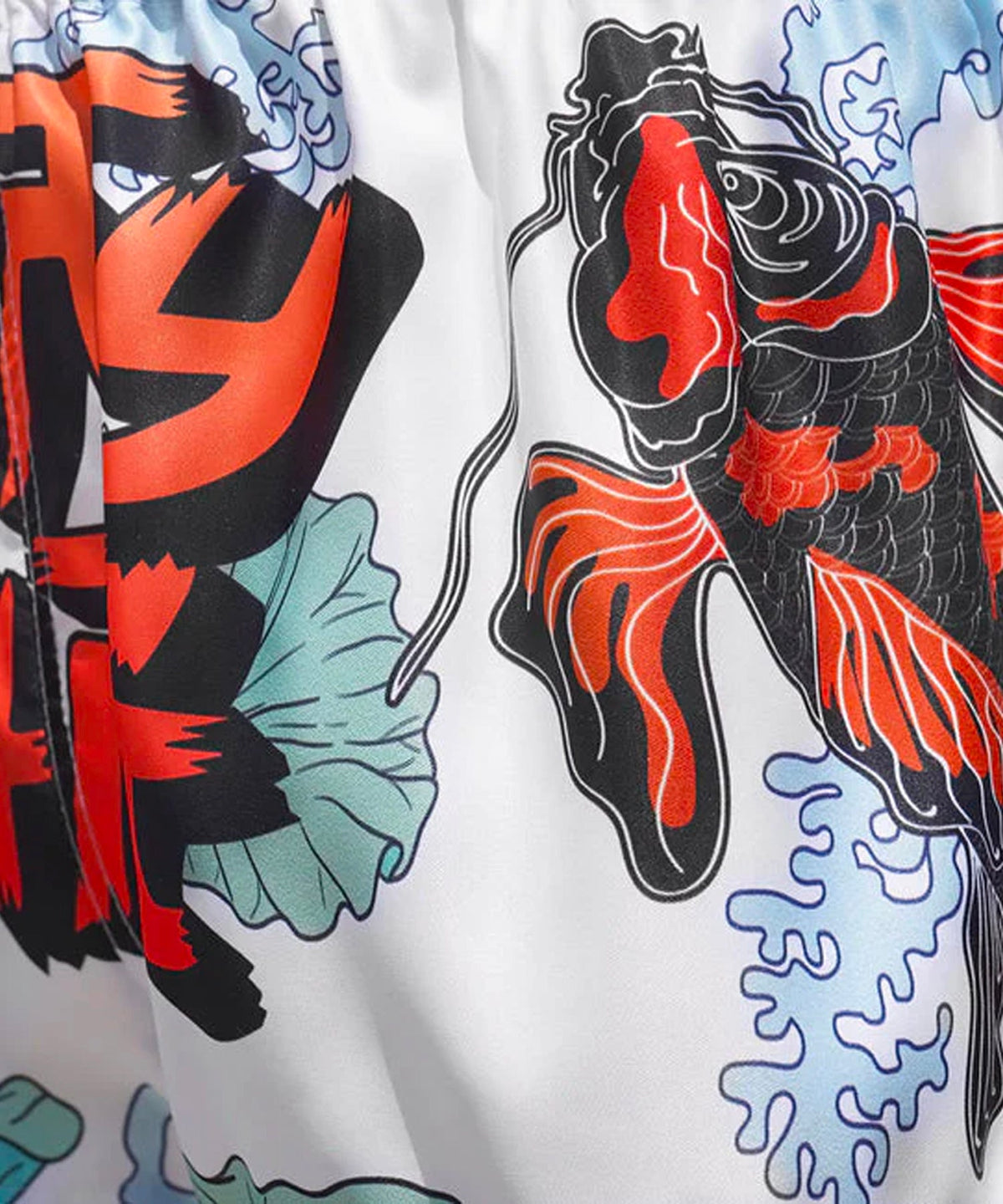 Tuff Japanese Koi Fish Muay Thai Shorts - Weiß