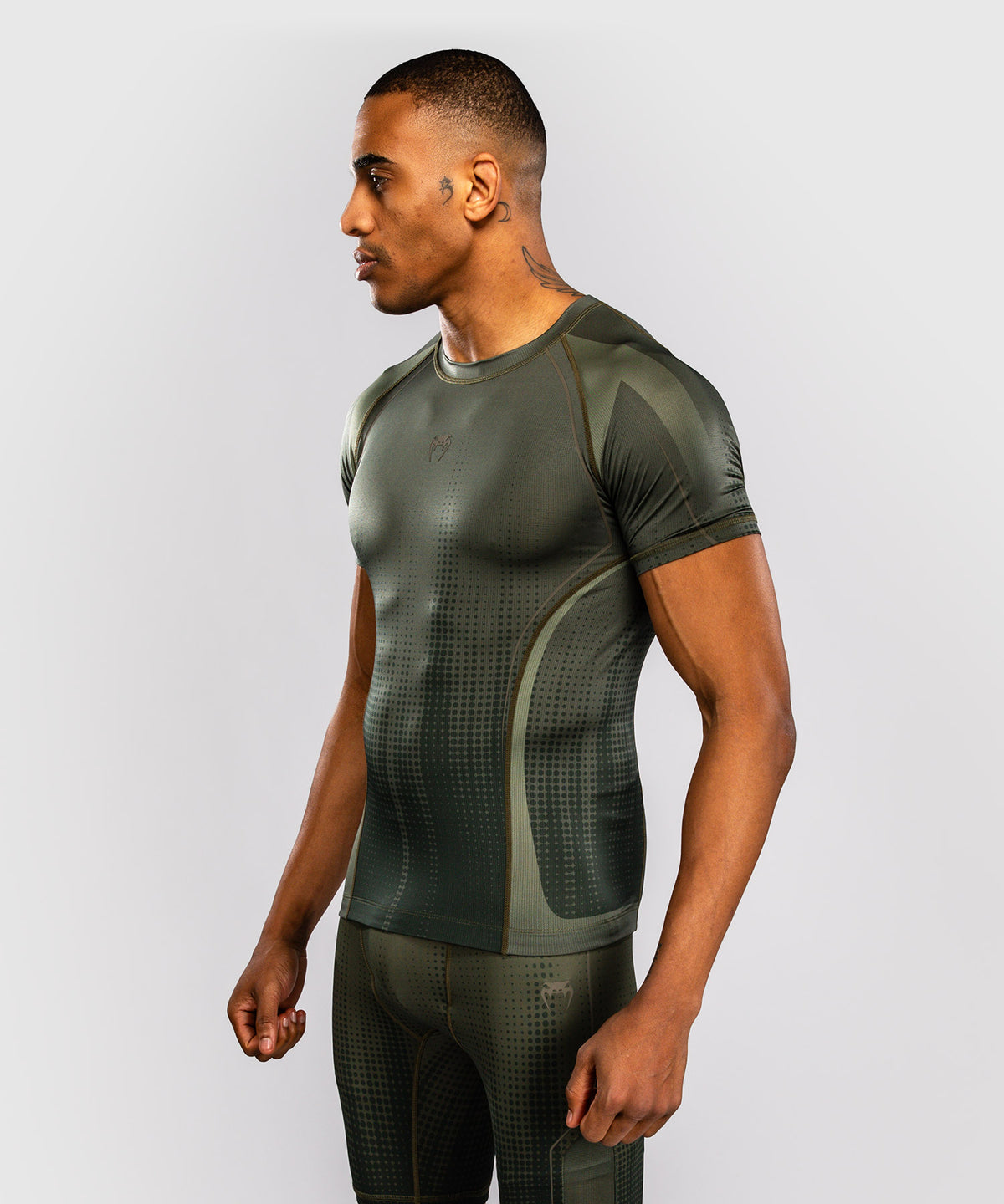 Venum Stealth Short Sleeve Rashguard - Khaki/Dark Green
