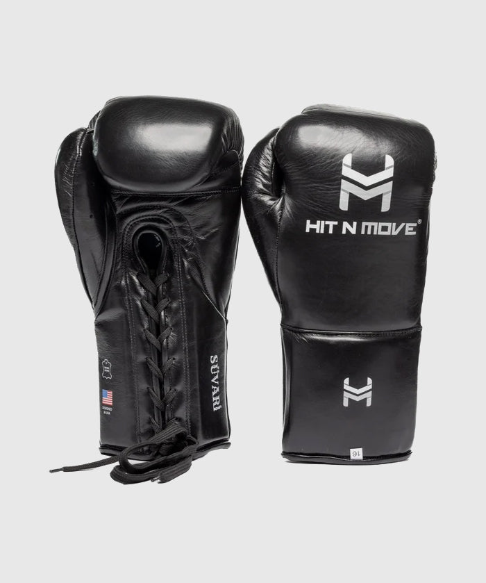 Hit N Move Süvari Guantoni da Boxe con Lacci in Crine di Cavallo - Nero