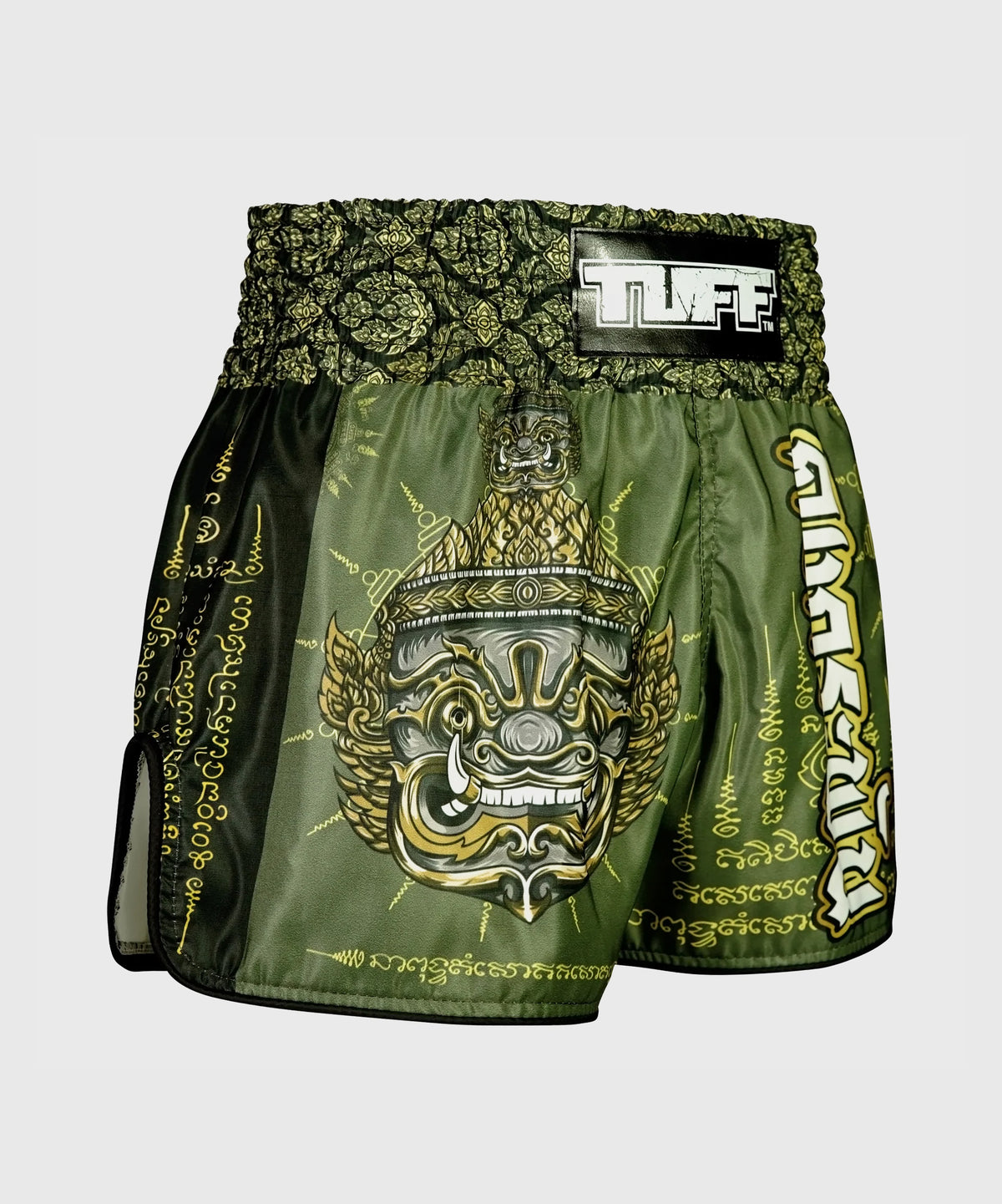 Tuff Retro Style The Immortal Yaksa Pantalones de Muay Thai - Caqui