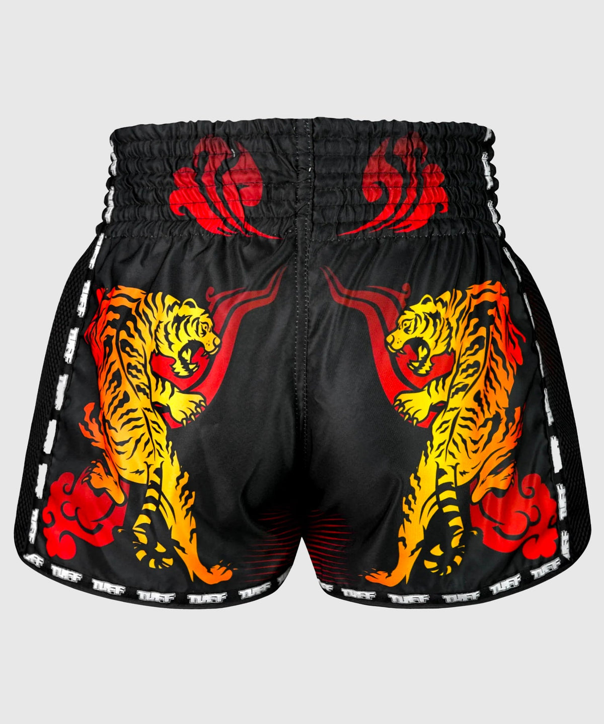 Tuff New Retro Orange Furious Tiger Muay Thai Shorts - Black