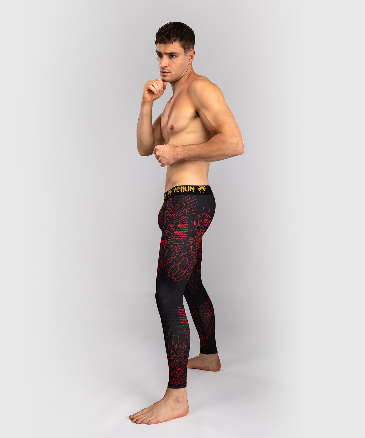 Pantalon de Compression Venum Quetzal Fury - Noir/Rouge Fury/Mandarine