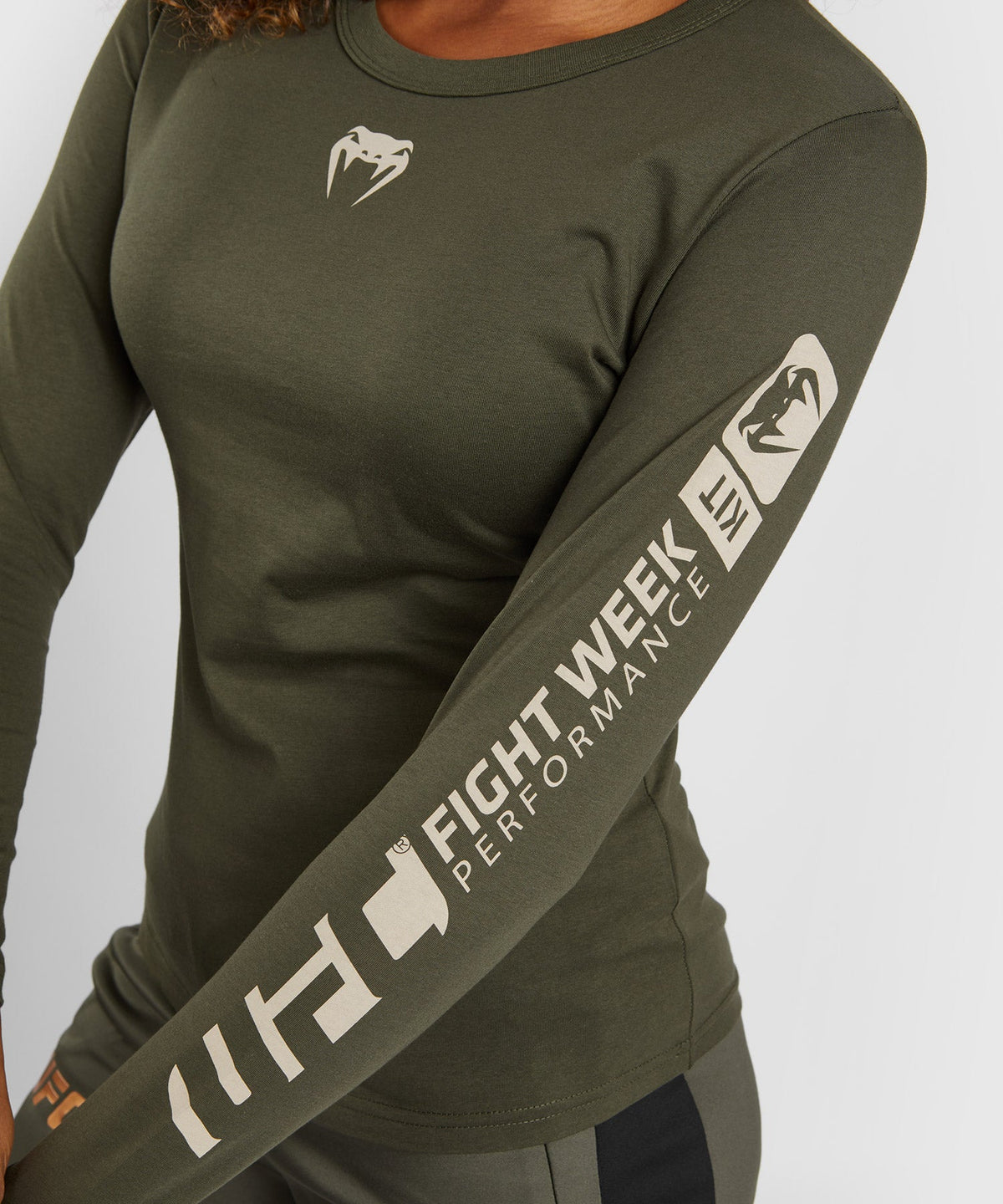 UFC Adrenaline by Venum Fight Week Langarmshirt aus Baumwolle für Frauen - Khaki/Bronze
