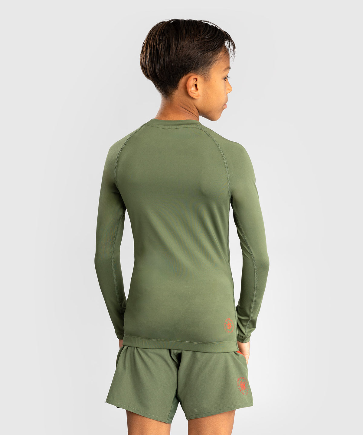 Venum Contender Rashguards Manga Larga para Niños - Verde Ejército/Naranja