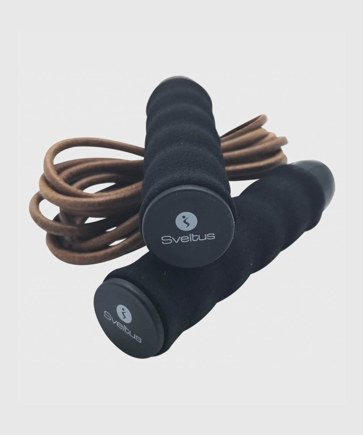 Sveltus Leder-Springseil mit Zusatzgewichten 100g - Schwarz/Braun