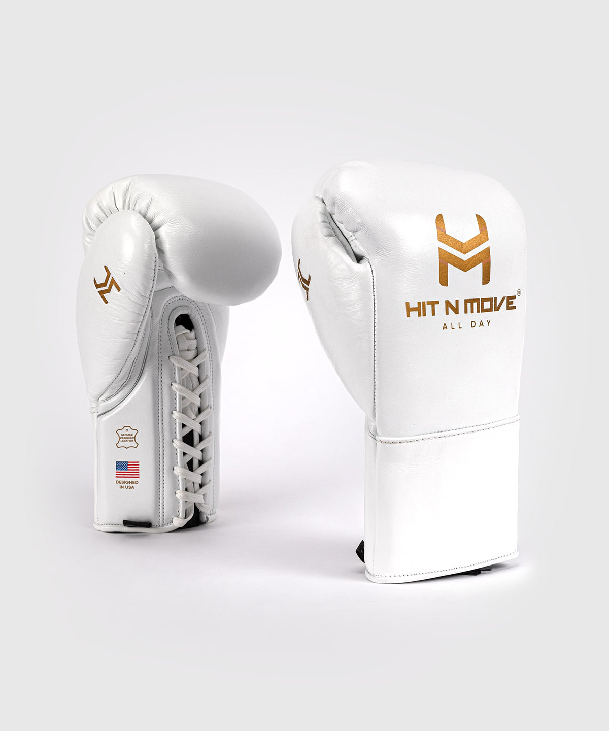 Hit N Move All Day® Pro Guantes de Boxeo con Cordones - Blanco