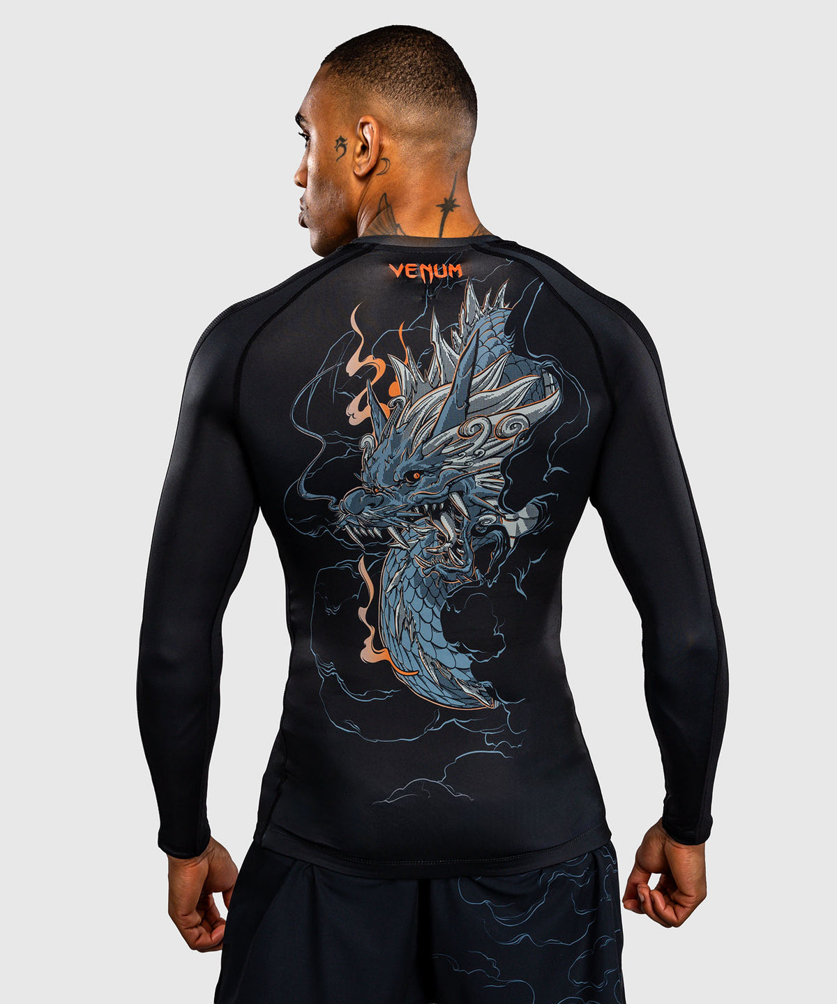 Venum Thunder Dragon Long Sleeve Rashguard - Black/Grey/Copper