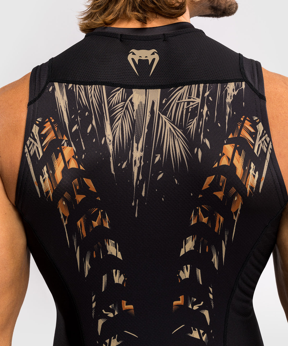 Rashguard sans Manches Venum Tiger pour Hommes - Noir/Orange Néon