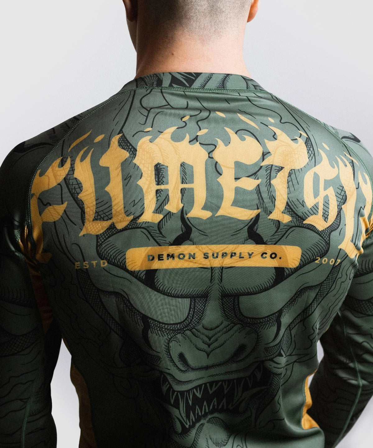 Fumetsu Oni Long Sleeve Rashguard - Khaki/Gold/Black