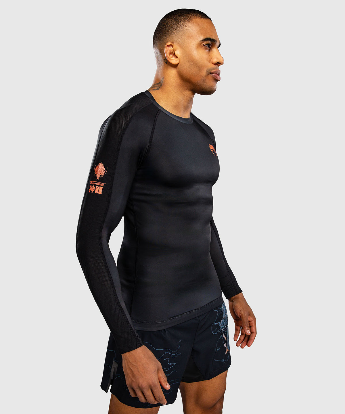 Venum Thunder Dragon Long Sleeve Rashguard - Black/Grey/Copper